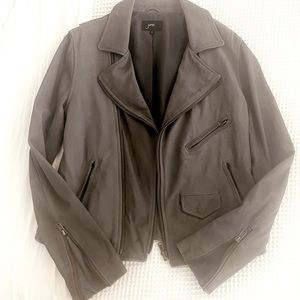 Gorgeous gray moto high end leather jacket. Only worn once. Brand: June